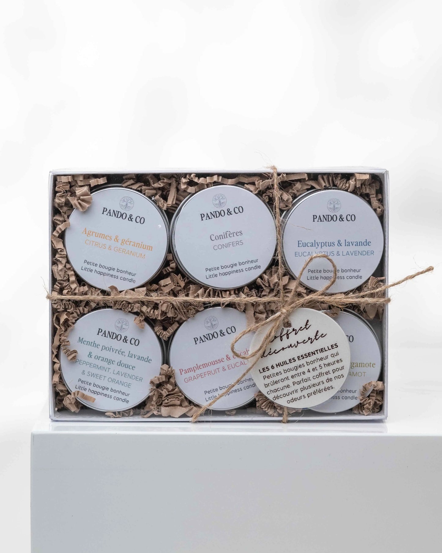 COFFRET DÉCOUVERTE | 6 BOUGIES AUX HUILES ESSENTIELLES Pando & co