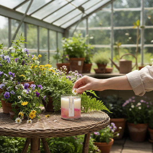 Bougie artiste - Fleurs sauvages et ambre boisé