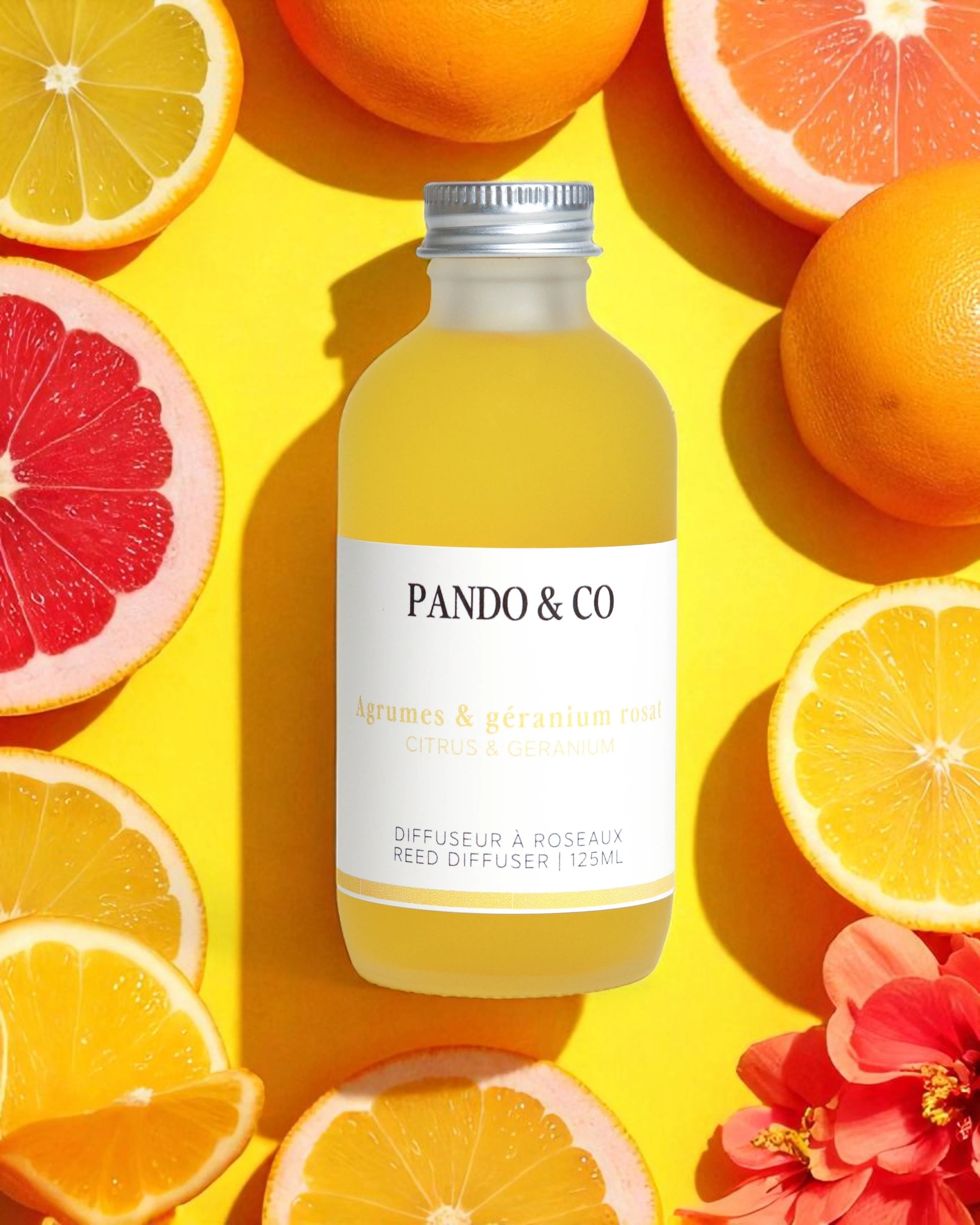 DIFFUSEUR À ROSEAUX | AGRUMES & GÉRANIUM ROSAT - PANDO & CO