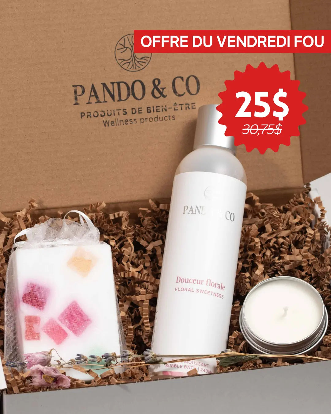 BOÏTE CADEAU - L'ENSEMBLE PARFAIT - DOUCEUR FLORALE | PANDO & CO