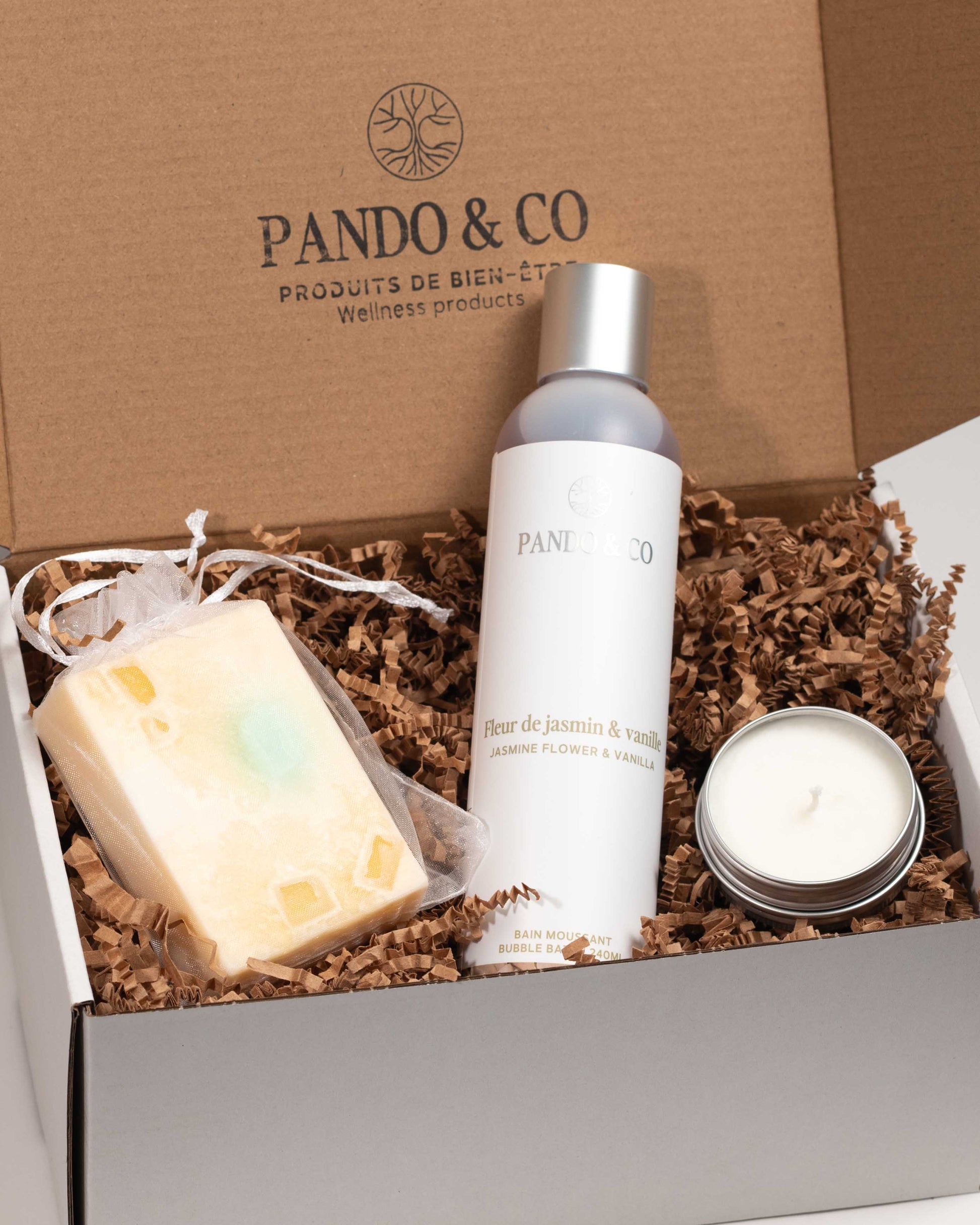 BOÏTE CADEAU - L'ENSEMBLE PARFAIT - FLEUR DE JASMIN & VANILLE | PANDO & CO